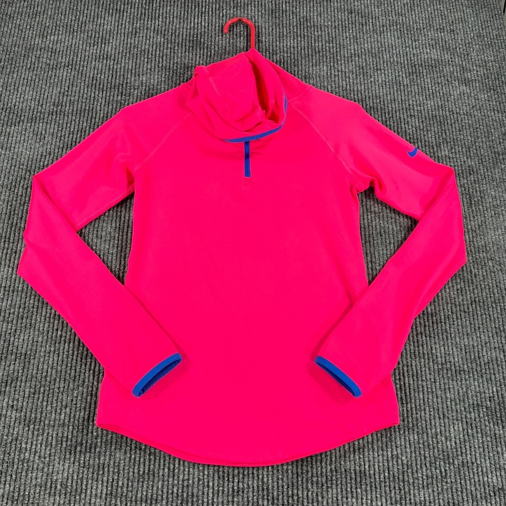 Nike Pro Pullover Shirt Youth Girls XL Extra Large Pink Long Sleeve Hooded